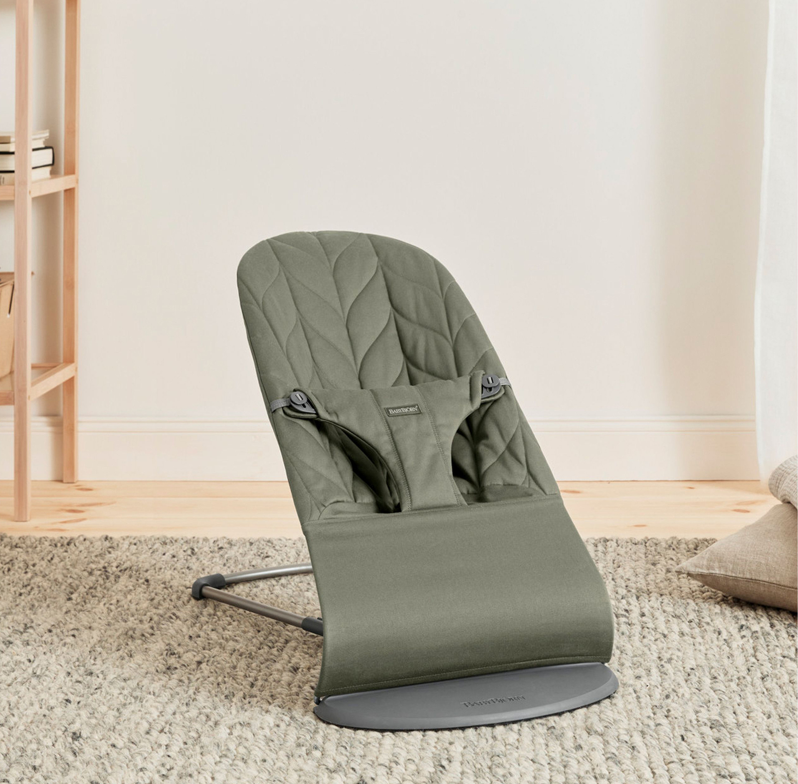 BabyBjörn Bliss Vippestol Vevet Bladmønstret Quilt, Mørkegrønn