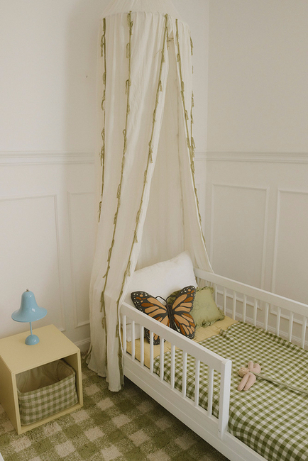 Lorena Canals Vaskbar Vichy Gulvteppe 150x180 cm, Matcha