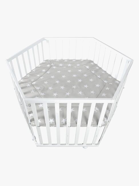 Roba Hexagon Lekegrind med Hjul, Little Stars White