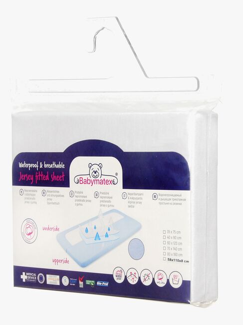 BabyMatex Hygienic Jersey Vanntett Stretchlaken 40 x 90 cm, Lysegrå