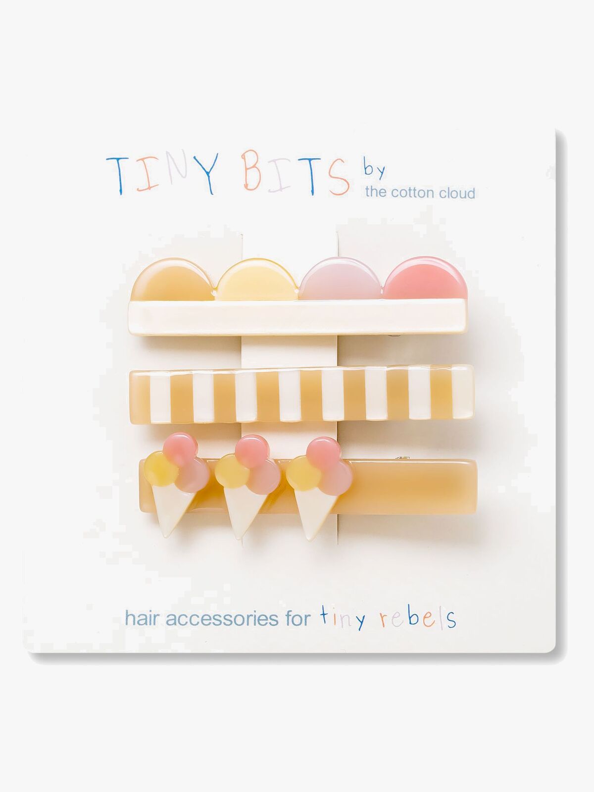 The Cotton Cloud Hårspenner 3-Pakk, Ice Cream