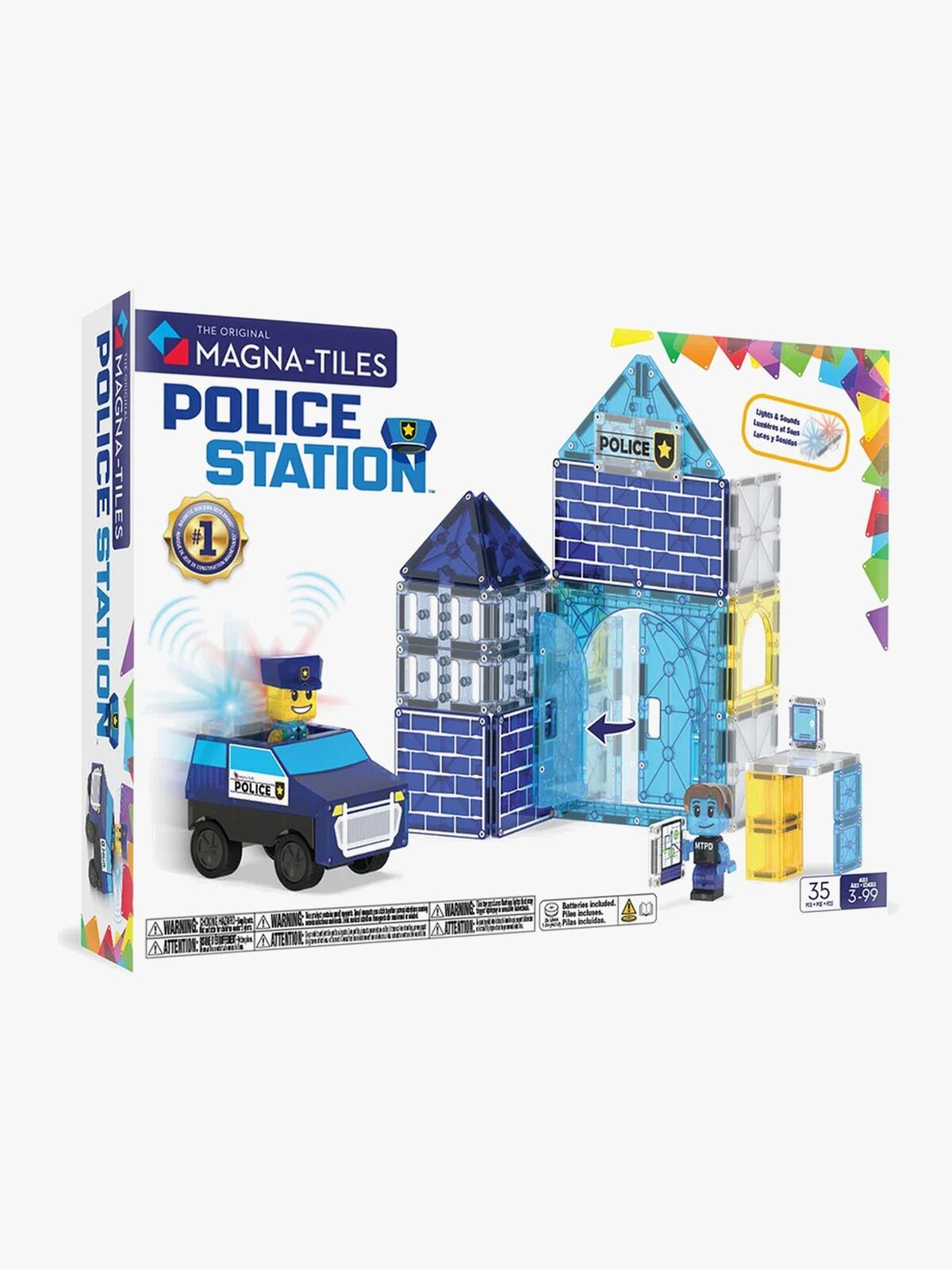 MAGNA-TILES Politistasjon Magnetiske Byggeklosser 35 Deler