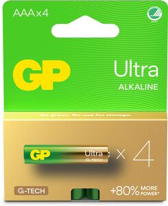 GP Ultra Alkaline G-TECH AAA/LR03 Batterier Svanemerket 4-Pack