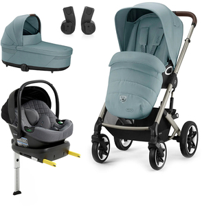 Cybex TALOS S Lux Duovogn inkl. Beemoo Route Babybilstol & Base, Sky Blue/Mineral Grey