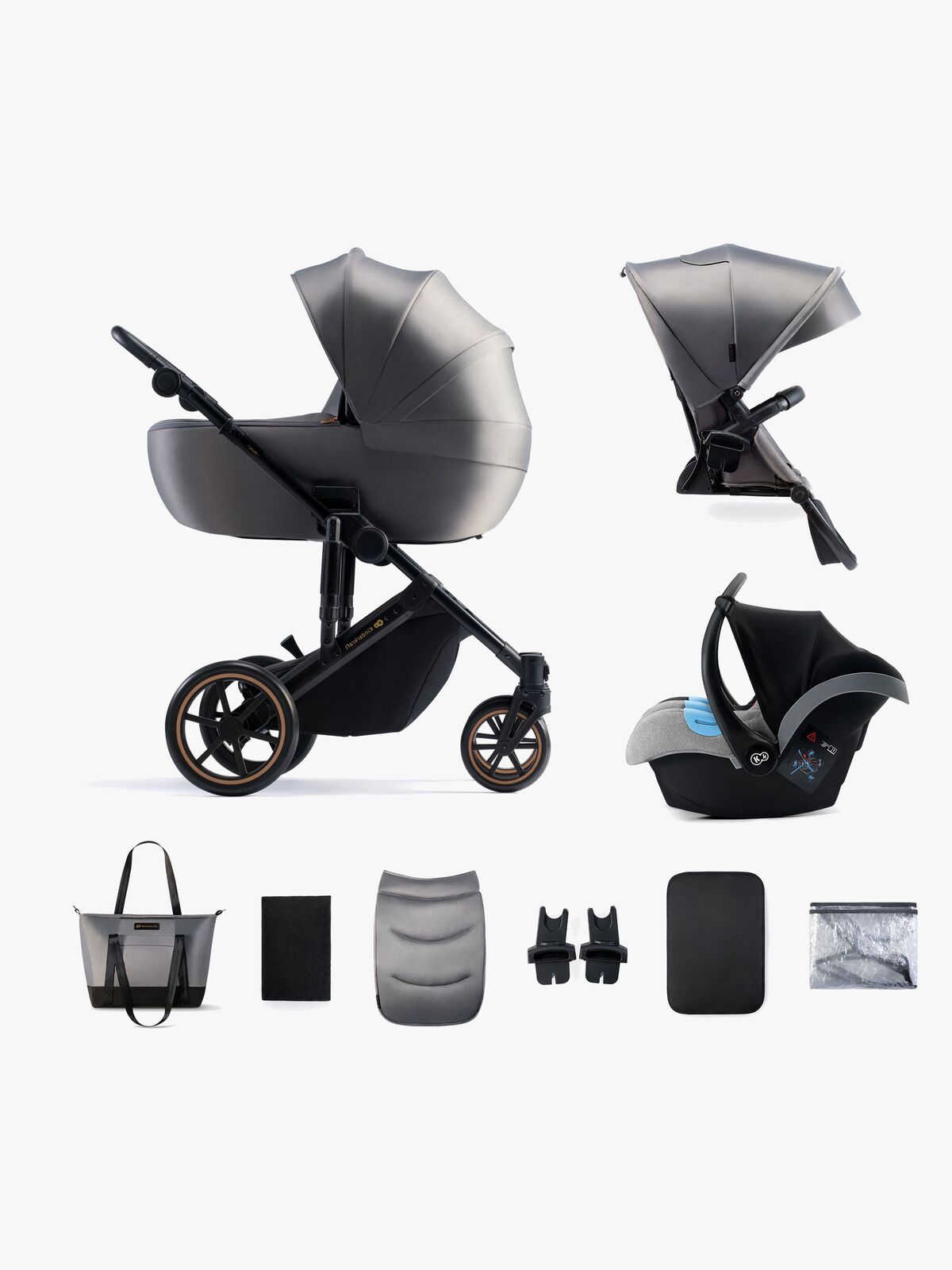 Kinderkraft PRIME 2 3-in-1 Duovogn Travelsystem inkl. Mink Pro, Shadow Grey