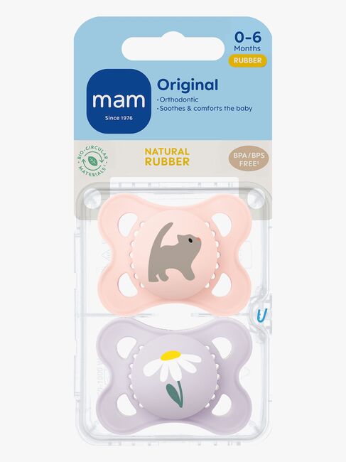 MAM Original Naturgummi Smokker 2-Pakk 0-6m, Pink