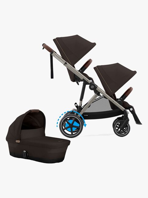 Cybex e-Gazelle S Søskenvogn inkl. Liggedel, Chocolate Brown/Taupe