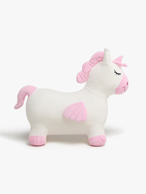 Cloudberry Castle Hoppedyr Enhjørning med Plysjtrekk, Hvit
