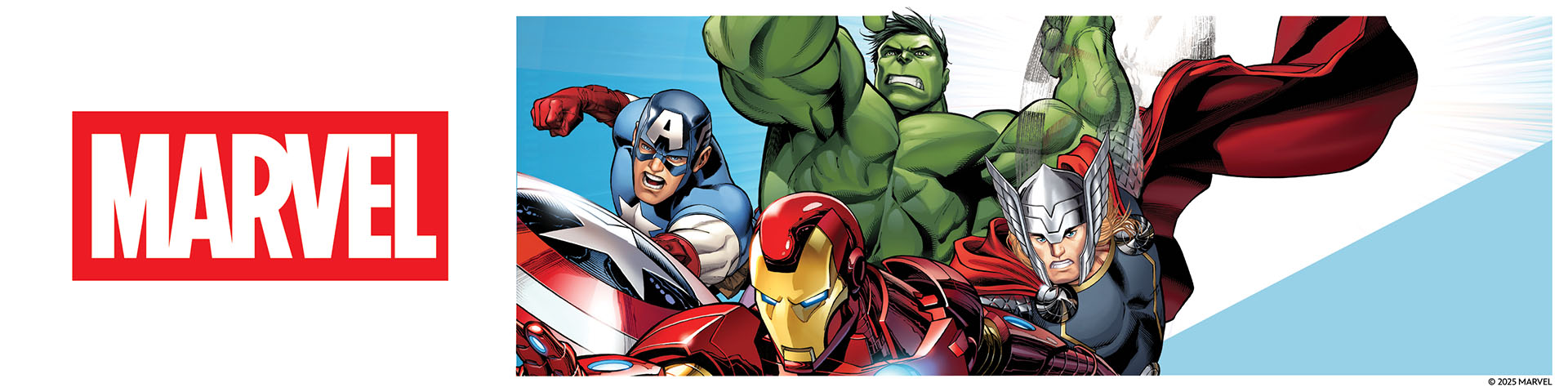 Fire Marvel-superhelter med teksten 'MARVEL'.