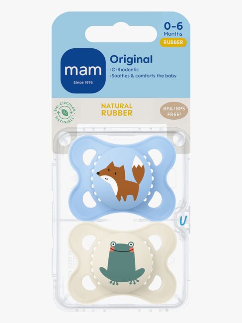 MAM Original Naturgummi Smokker 2-Pakk 0-6m, Blå