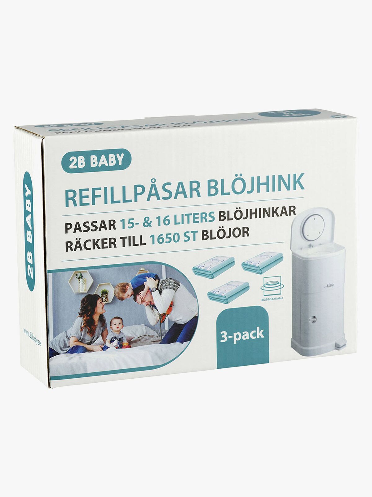 2B Baby Refillposer til Bleiebøtte 15&16 Liter 3-pakk