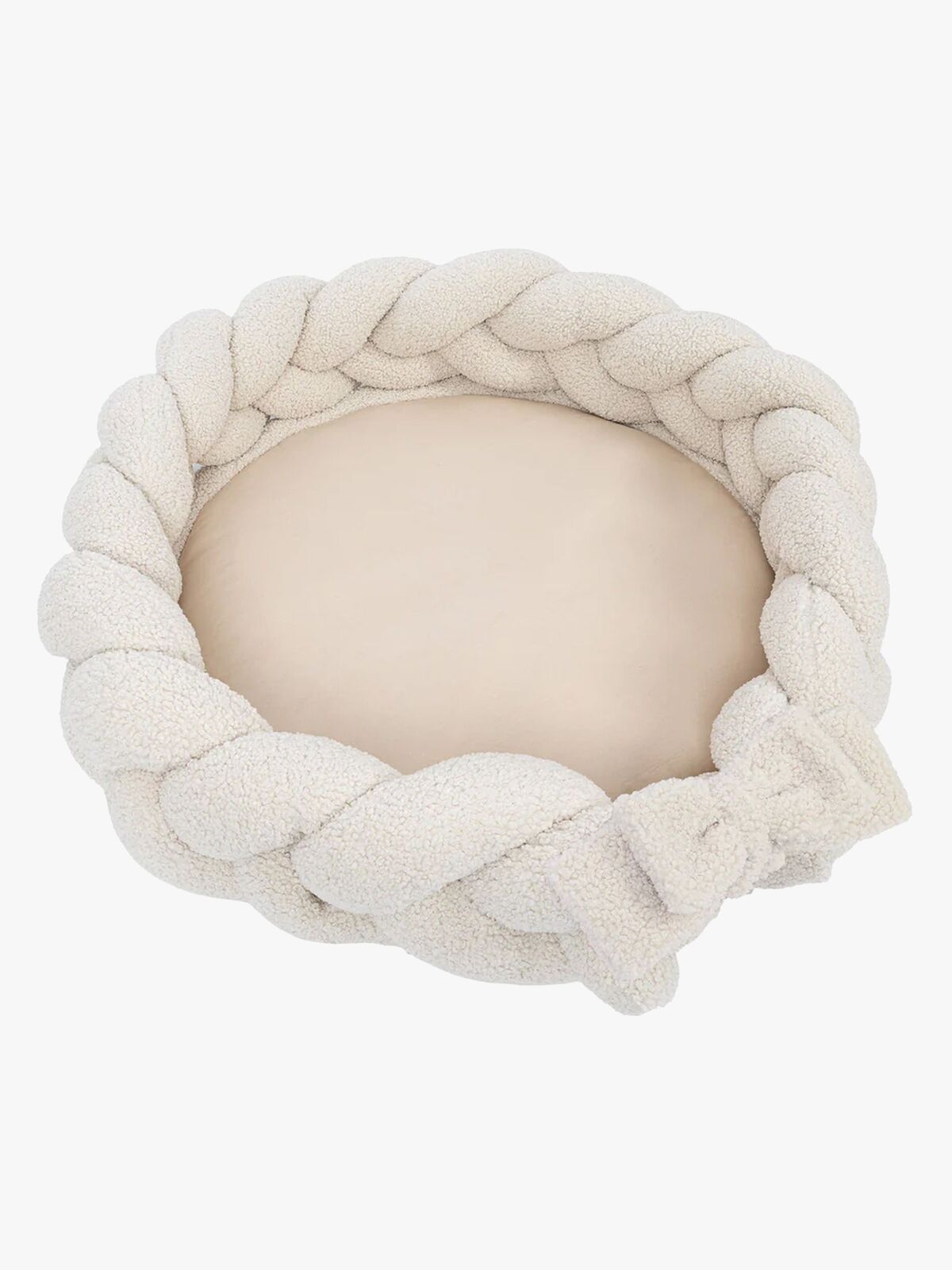 MeowBaby Bearly Babynest med Flettet Beskyttelse & Leketeppe, Cream