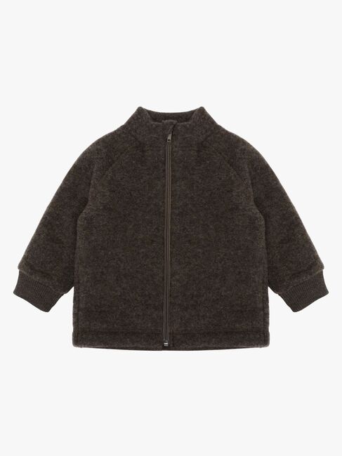 Mikk-Line Fleecejakke Merinoull, Dark Brown Melange