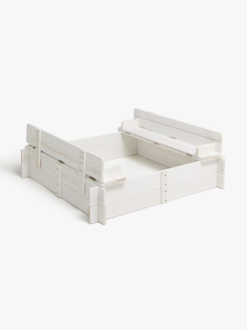 Woodlii Sandkasse med Lokk & Benk, Hvit