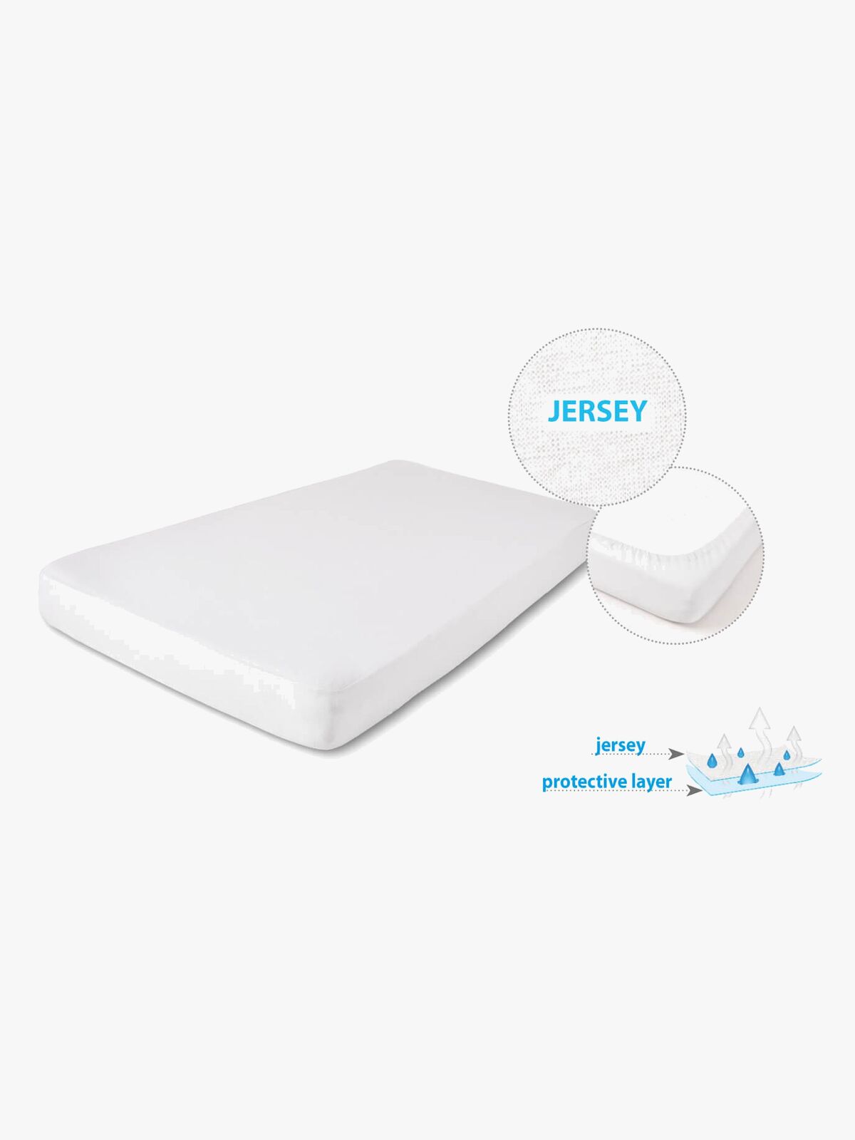 BabyMatex Hygienic Jersey Vanntett Stretchlaken til Barneseng 70 x 140 cm, Lysegrå