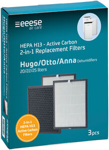 eeese HEPA & Aktivt Karbonfilter Filtre Hugo+Otto+Anna 3-Pack