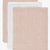 Jollein Vaskekluter Twinkling Musselin 3-Pack, Wild Rose