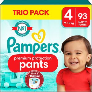 Pampers Premium Protection Pants Bleier Str 4 9–15 kg 93-pack