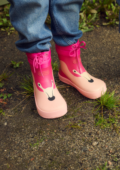 Viking Alv Paw Print Barefoot Gummistøvler, Light Pink/Magenta