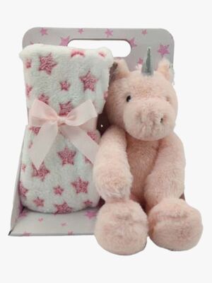 CarloBaby Fleeceteppe og Kosedyr Unicorn, Rosa