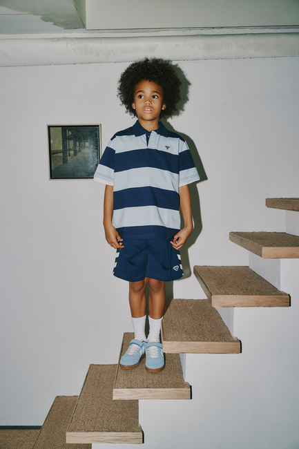 Hummel JR Loose Striped Pikéskjorte, Dress Blue