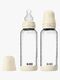 BIBS Medium Flow Glass Tåteflaske Silikon 2-Pakk 240 ml, Ivory
