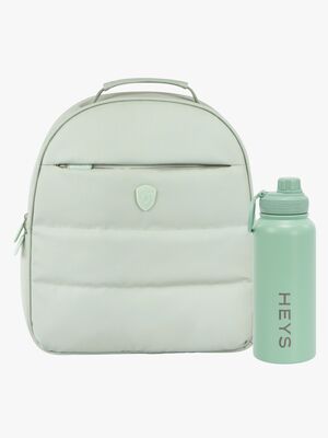Heys The Puffer Ryggsekk 13L & Stål Vannflaske 946ml, Sage Green