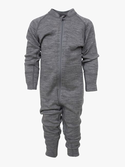 Lindberg Rib Merino Undertøysdress Merinoull, Grey Melange