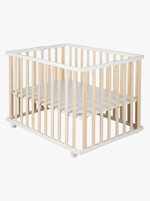 Roba Sammenleggbar Lekegrind med Hjul, Wood White