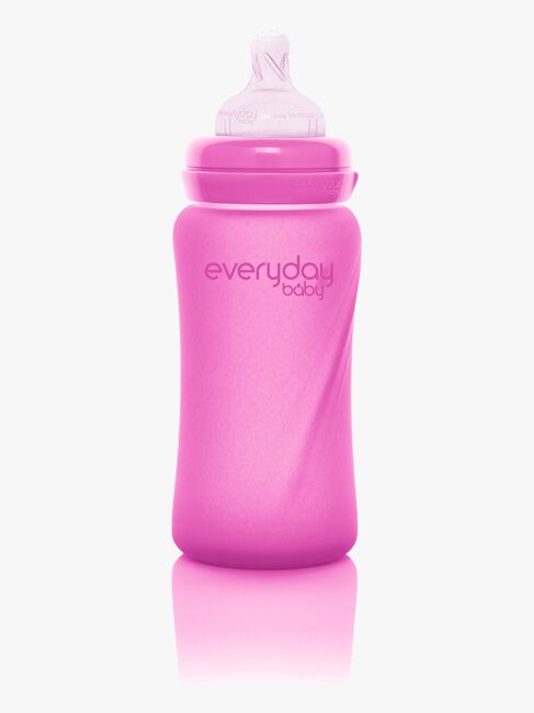 Everyday Baby Varmeindikerende Tåteflaske Glass 240 ml, Cerise