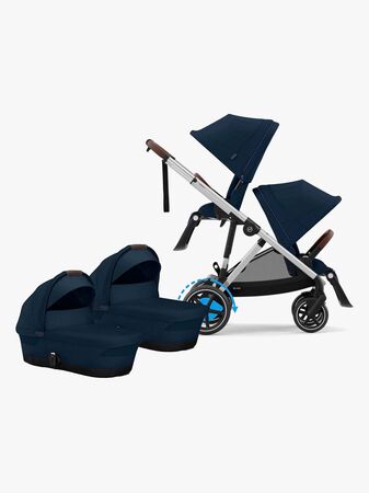 Cybex e-Gazelle S Tvillingvogn, Ocean Blue/Silver