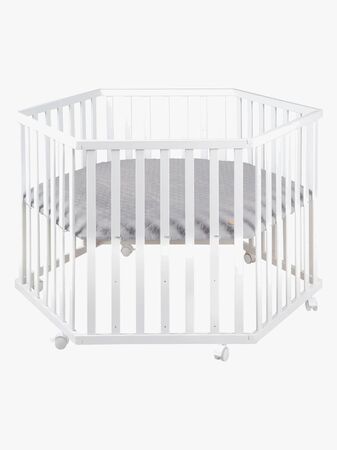 Roba Style Hexagon Lekegrind med Hjul, White & Grey