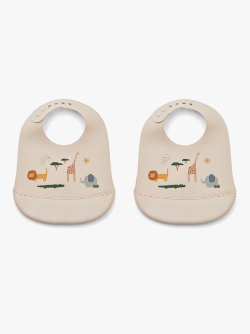 LIEWOOD Tilda Smekke med Trykk Silikon 2-Pack, Safari/Sandy