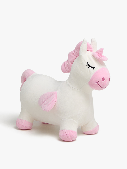 Cloudberry Castle Hoppedyr Enhjørning med Plysjtrekk, Hvit