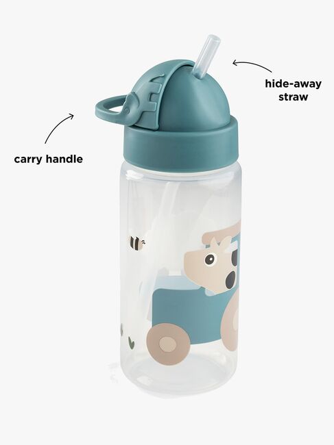 Done By Deer Tiny Farm Flaske med Sugerør, Blue