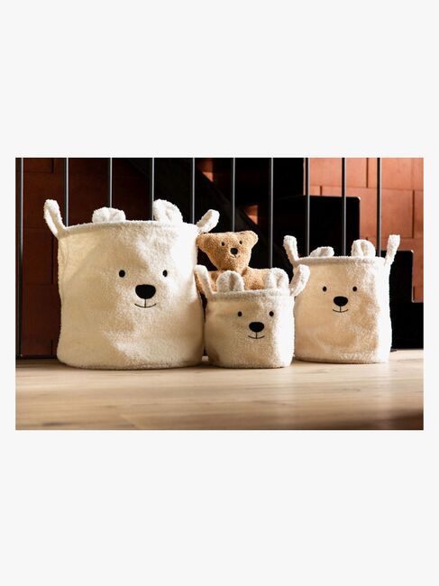 Childhome Oppbevaringskurv 3-pakning Teddy, Off-white