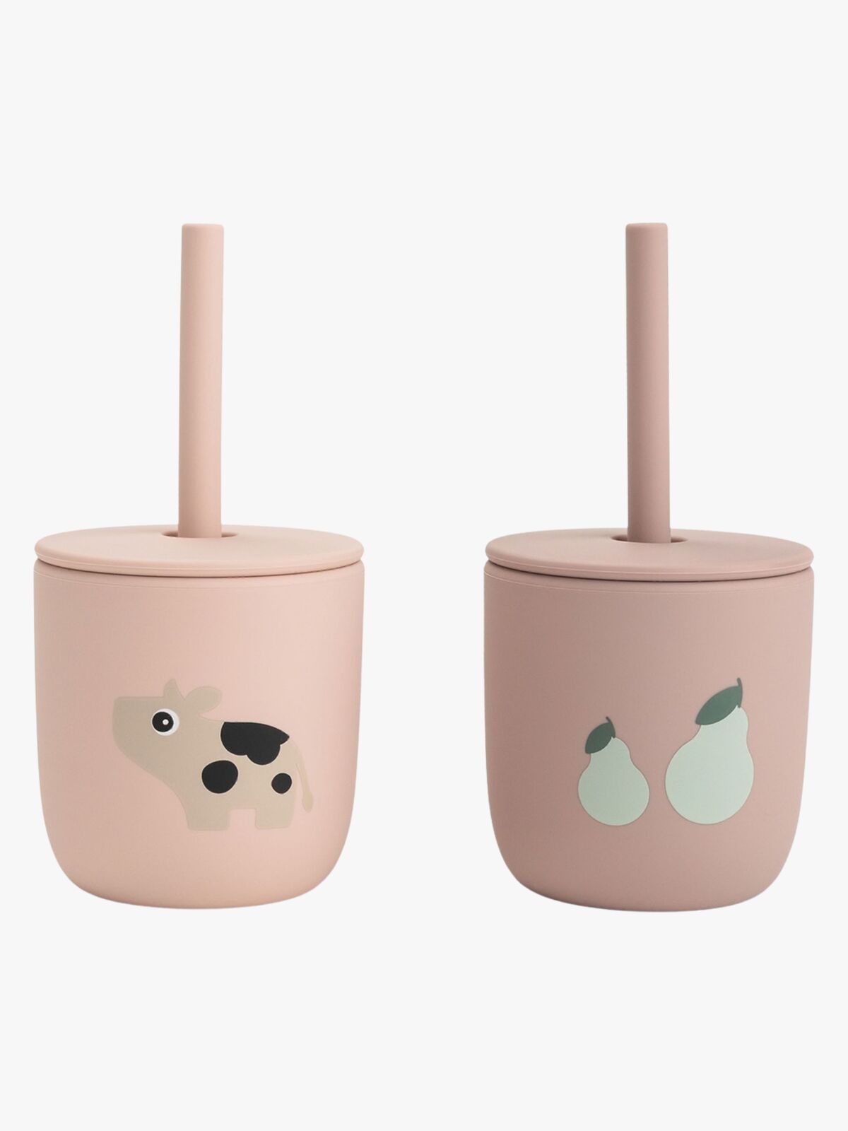 Done By Deer Tiny Farm Sugerørkopp Silikon 2-Pakk, Powder