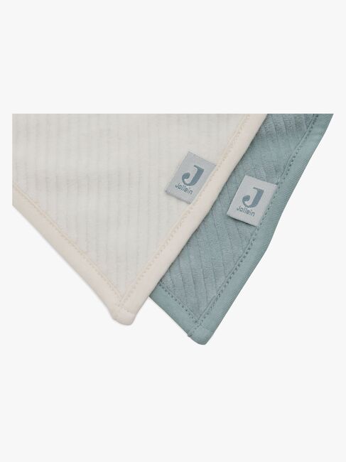 Jollein Velvet Rib Bandana Tøysmekker 2-Pakk, Sea Green/Ivory