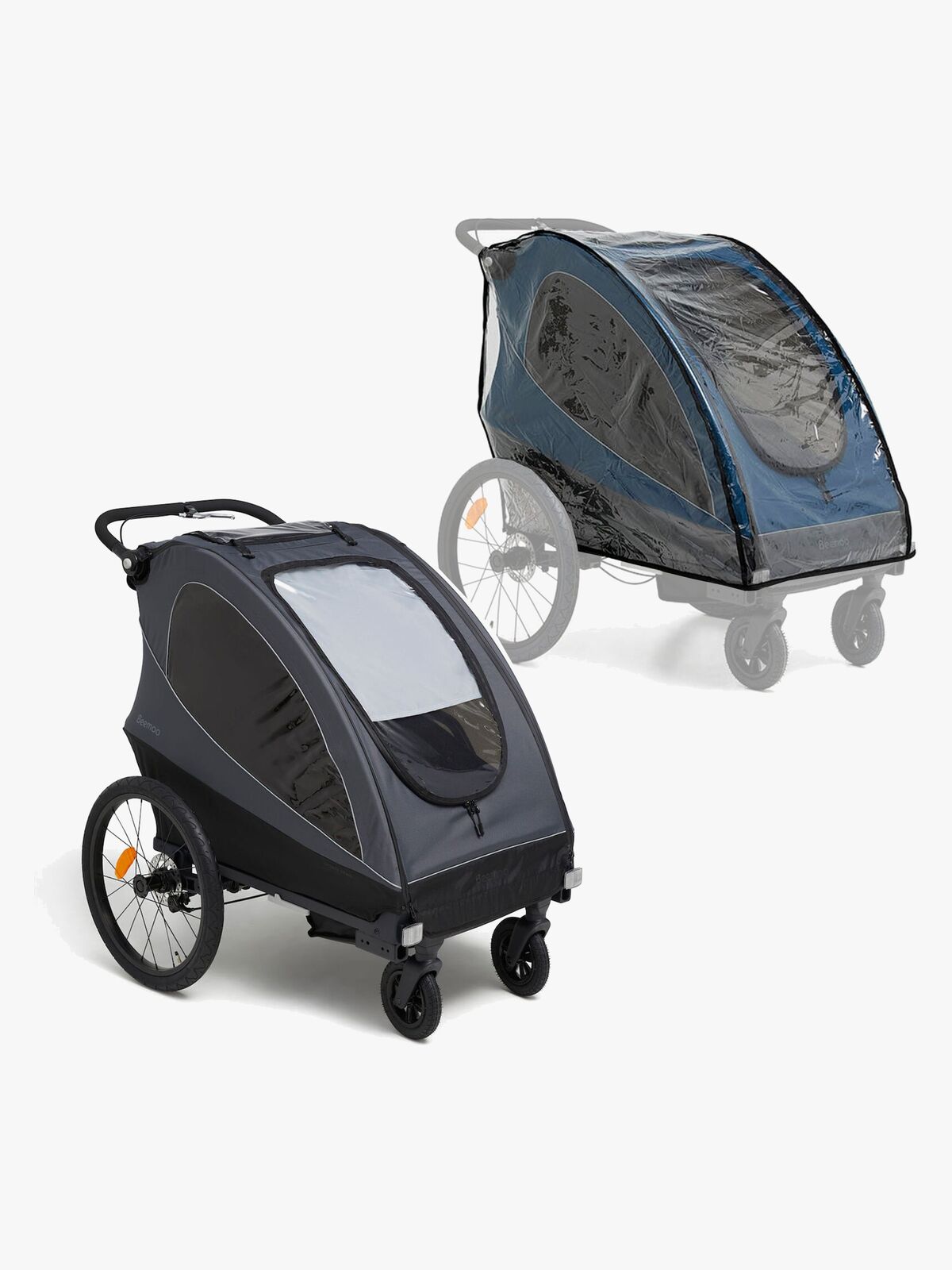 Beemoo Sporty Trail Sykkelvogn inkl. Regntrekk, Asphalt