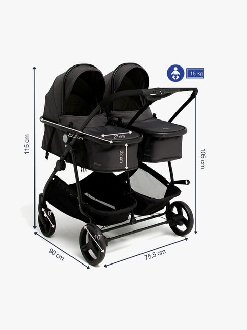 Beemoo Move Twin 2-in-1 Søskenvogn, Asphalt