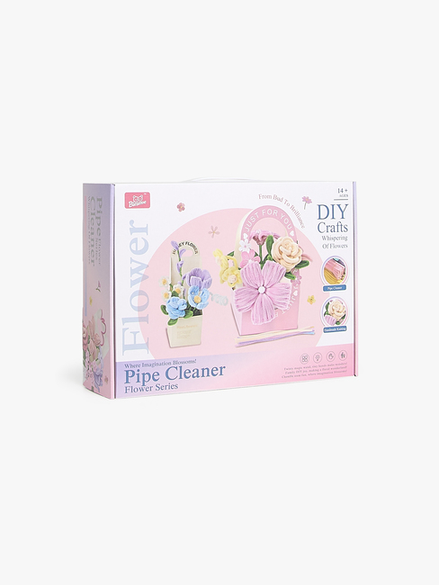 Fippla DIY-sett Blomsterbukett med Piperensere 18 Deler, Rosa