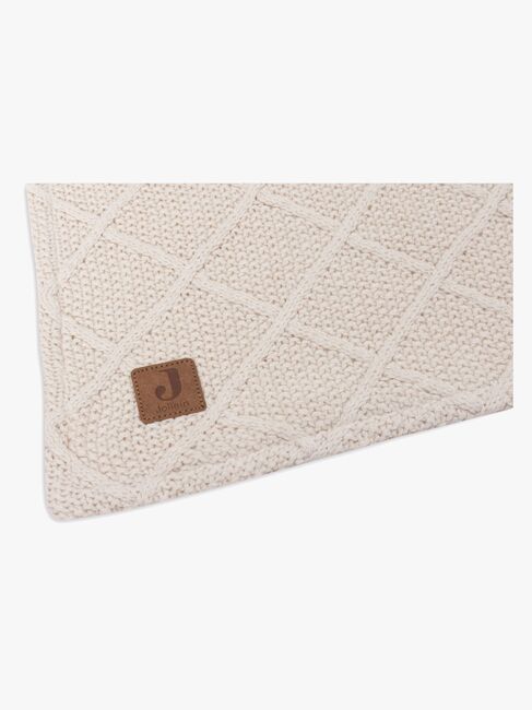 Jollein Strikket Teppe Rutemønster med Teddy-fleece, Oatmeal