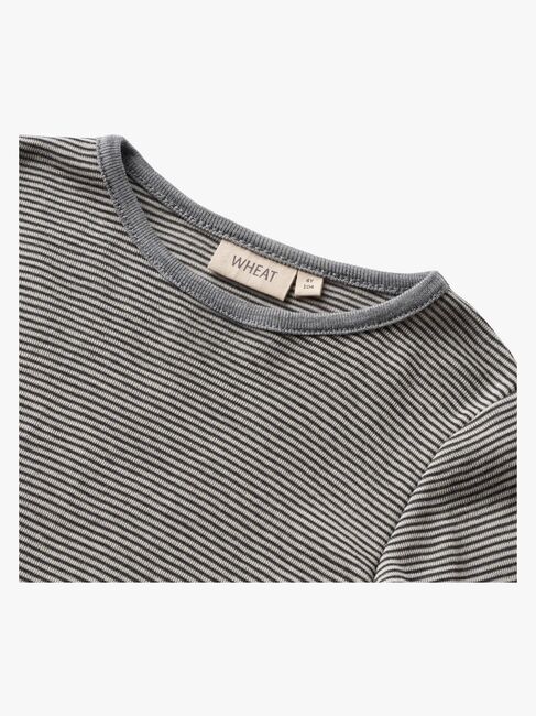 Wheat Alfie Topp med Lange Ermer Merinoull, Navy Stripe