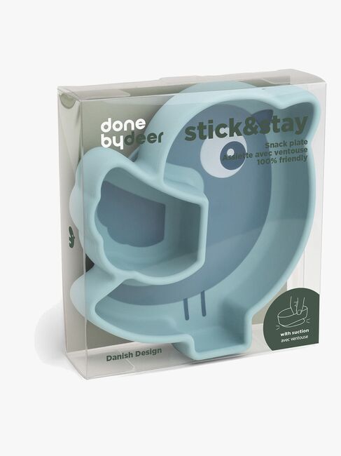 Done By Deer Stick & Stay Silikontallerken Birdee, Blue