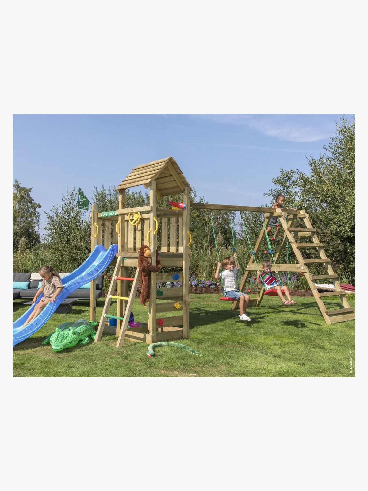 Jungle Gym Safari Lekestativ, 2 Husker og Sklie, Blå