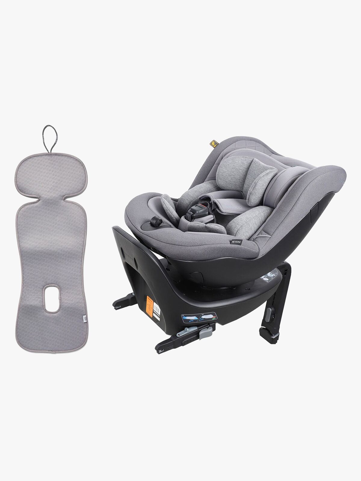 Beemoo Reverse i-Size Bakovervendt Bilstol inkl. Ventilerende Sittepute, Mineral Grey/Grey