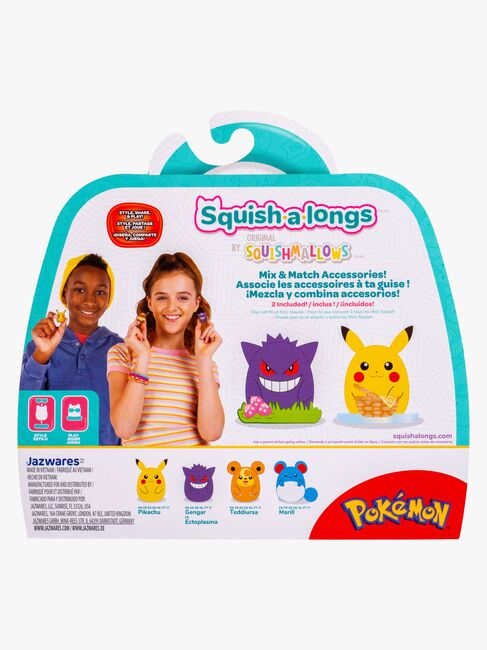 Squishmallows Squishalongs Pokémon Figursett Pikachu, Gengar, Teddiursa & Marill 4-Pakk