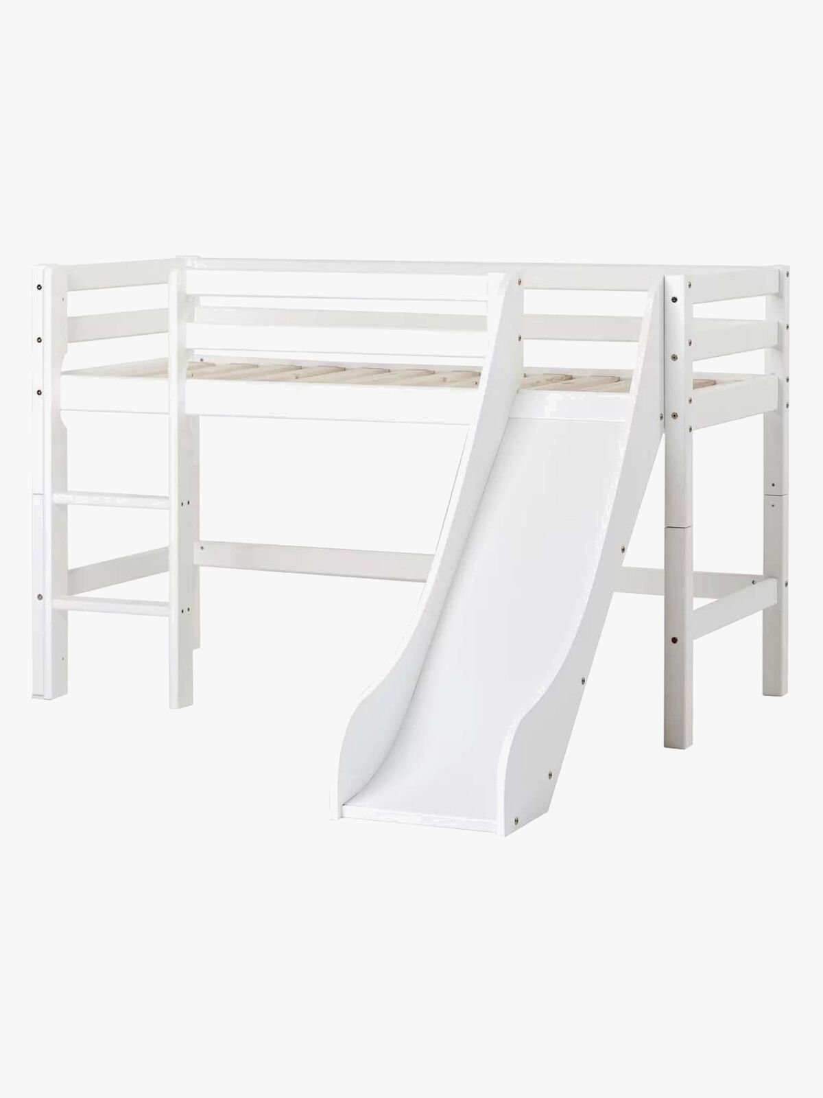 Hoppekids ECO Dream Halvhøy Loftseng med Sklie og Stige 90x200, Hvit