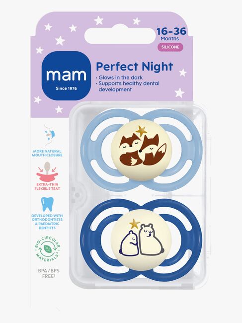 MAM Perfect Night Smokk Silikon 2-Pakk 16-36m, Blå