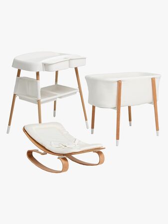 Beemoo Nordic Sprinkelseng, Stellebord & Vippestol, White/Wood